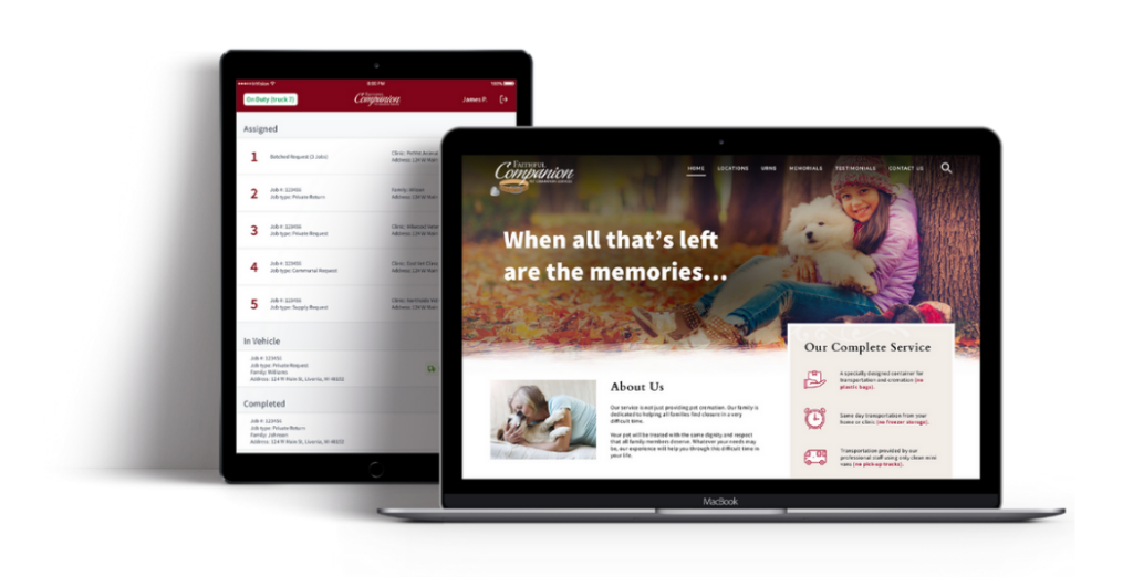 Custom website design for Faithful Companion built by SPARK